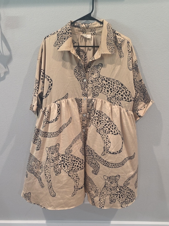 entro Dresses & Skirts - entro Beige and Black Leopard-Print Dress